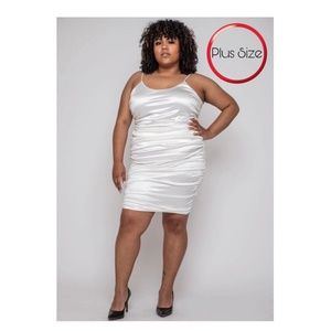 'Angel' Satin Ruched Midi Dress